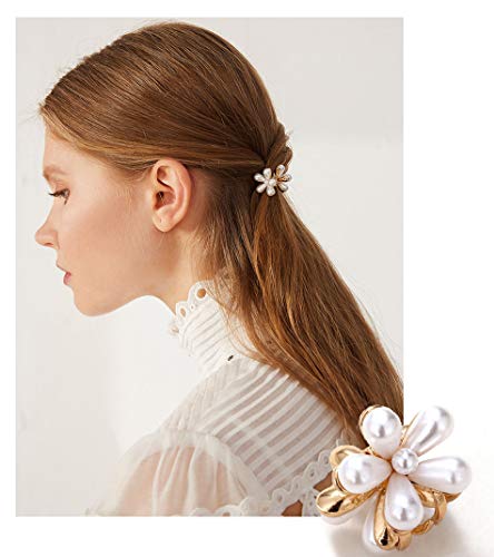 Mini Pearl Hair Barrettes For Women Girls 10Pcs Sweet Artificial Pearl Hair Clips Flower Pins Clips For Party Wedding Daily 0 0