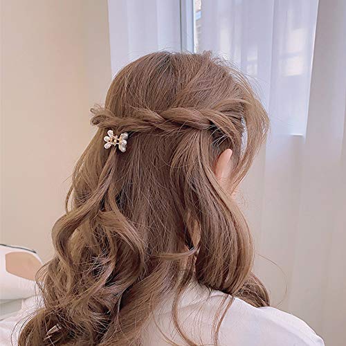Mini Pearl Hair Barrettes For Women Girls 10Pcs Sweet Artificial Pearl Hair Clips Flower Pins Clips For Party Wedding Daily 0 1