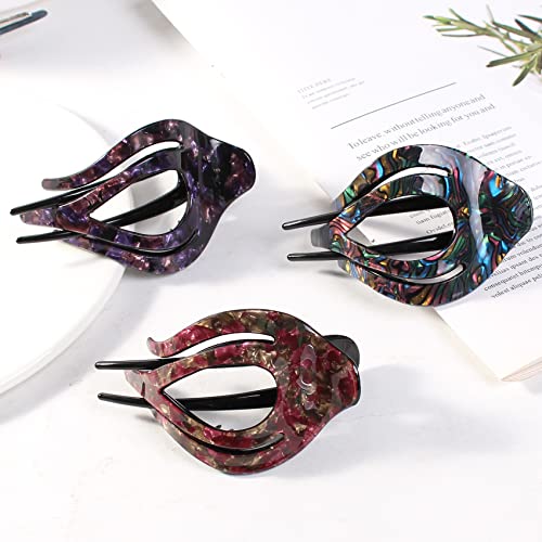 Mistofu 3 Pcs Womens French Curved Hair Clip No Slip Strong Grip Comfortable Hold Girls Ladies Beauty Accessory Fashion Pin Teeth Clamp Extra Large Hair Clips For Thick Hair Multicolor A 0 4