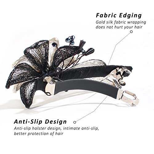 Mistofu Diy Copper Wire Metal Hand Woven High Level Design Hair Barrettes For Women Elegant Hair Accessories Gifts For Women Girlblack Big Flower 0 4