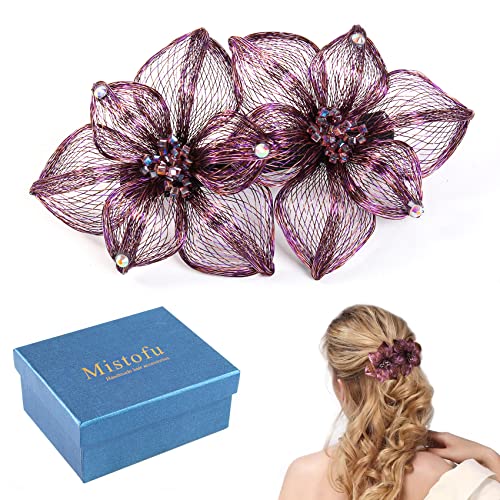 Mistofu Fancy Hair Barrettes Clips For Women Large Flower Barrettes For Thick Hair Accessories Handmade Copper Wire 0