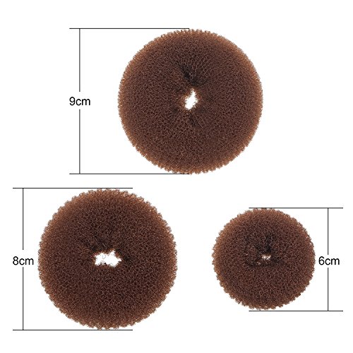 Mudder 3 Pieces Donut Bun Maker Hair Bun Maker Ring Style Bun Maker Set For Chignon Hair Includes Large Medium And Small Light Brown 0 0