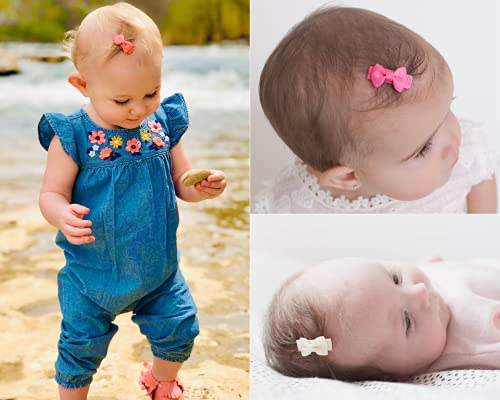 Newborn Baby Snap Hair Clips Tiny Bow Non Slip Barrettes For Infant Fine Hair Mini Bow Girl By Puch Ko 0 3