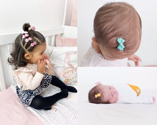 Newborn Baby Snap Hair Clips Tiny Bow Non Slip Barrettes For Infant Fine Hair Mini Bow Girl By Puch Ko 0 4