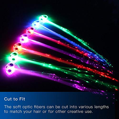 Novelty Place 12Pcs Led Light Up Fiber Optic Hair Extension With Barrette Party Light Set Alternating Changing Colors 14 Inch 0 2