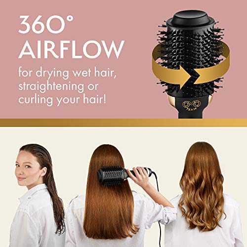 One Step Hair Dryer Brush Hair Volumizer A Blow Dryer Doubling Up As A Hair Straightener Brush And A Curling Brush 360 Vent Dual Action Bristles Smooth Oval Design Hair Tools By Omo Team 0 2