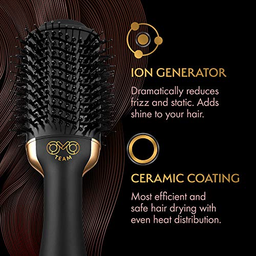 One Step Hair Dryer Brush Hair Volumizer A Blow Dryer Doubling Up As A Hair Straightener Brush And A Curling Brush 360 Vent Dual Action Bristles Smooth Oval Design Hair Tools By Omo Team 0 4