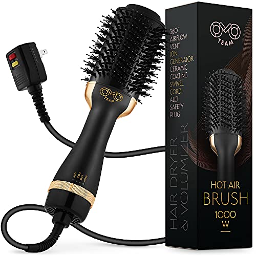 One Step Hair Dryer Brush Hair Volumizer A Blow Dryer Doubling Up As A Hair Straightener Brush And A Curling Brush 360 Vent Dual Action Bristles Smooth Oval Design Hair Tools By Omo Team 0