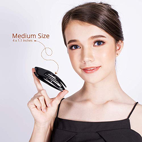 Rc Roche Ornament 2 Pcs Womens French Concord Curved Hair Clip No Slip Strong Grip Comfortable Hold Girls Ladies Beauty Accessory Fashion Pin Teeth Clamp Medium Black And Brown 0 1