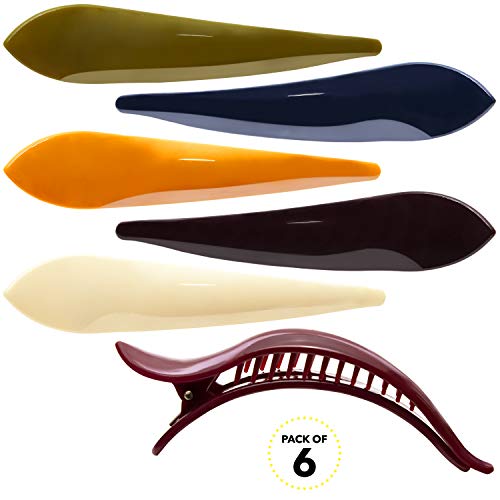 Rc Roche Ornament 6 Pcs Womens Hair Clip Professional Styling Sectioning Inner Teeth Curve Durable Alligator Duck Bill Jaw Strong Secure Grip Salon Medium Classic Multicolor 0 1