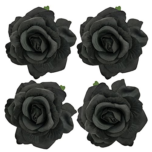 Sanrich 4Pcspack Fabric Rose Hair Flowers Clips Mexican Hair Flowers Hairpin Brooch Headpieces 0