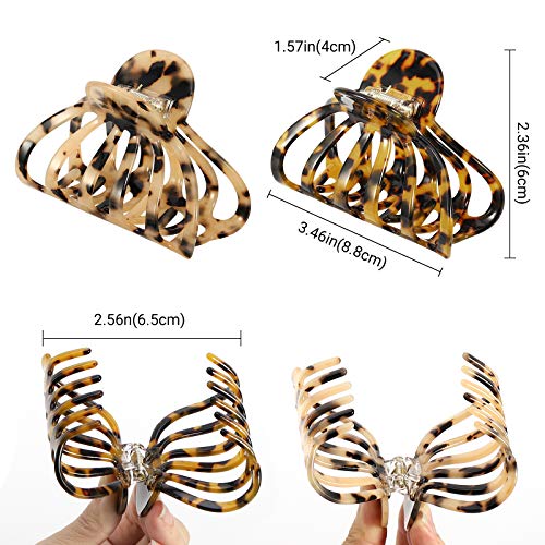 Shinowa Hair Clips 2 Pack Bohemian Tortoise Shell Hair Claw Clips Strong Hold Big Hair Jaw Clips For Thick Hair Hair Accessories For Women Girls Leopard 0 0