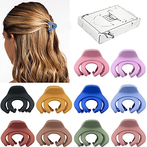 Small Hair Clips For Women Girls Kids Tiny Hair Claw Clips For Thinmedium Thick Hair 15 Inch Mini Hair Jaw Clips Matte Octopus Clip Nonslip Spider Clip With Gift Box Pack Of 10 Colors 0