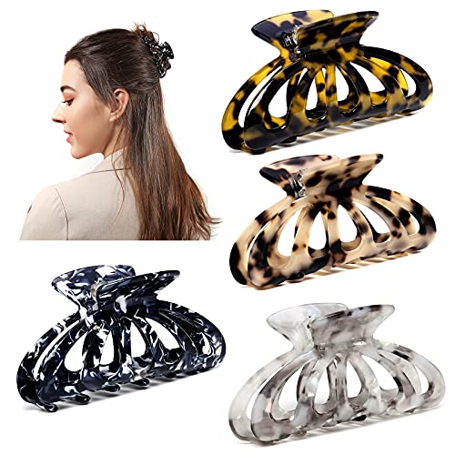 Vsiopy 35 Inch Large Hair Clips For Thick Hair Strong Hold Hair Clips For Women Hair Accessoires Nonslip Big Hair Claw Clips Tortoise Shell Clips4 Pack 0