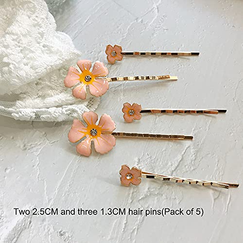 Xerling Wedding Hair Pins Flower Bridal Hair Clips Flower Decorative Hair Jewelry Accessories For Women And Girls Pack Of 5 Pink 0 0