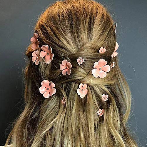 Xerling Wedding Hair Pins Flower Bridal Hair Clips Flower Decorative Hair Jewelry Accessories For Women And Girls Pack Of 5 Pink 0