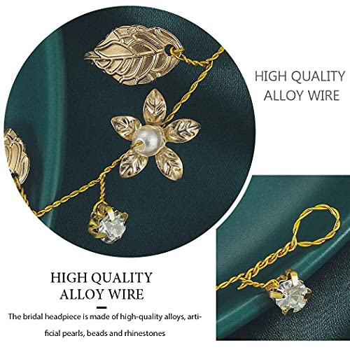 Yean Bride Wedding Hair Vine Headband Gold Leaf Bridal Accessories For Women Gold Gold 0 4