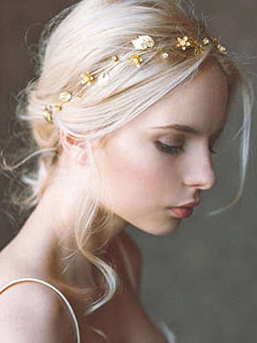 Yean Bride Wedding Hair Vine Headband Gold Leaf Bridal Accessories For Women Gold Gold 0