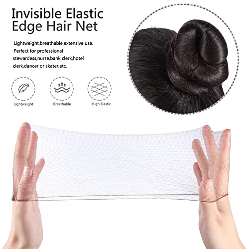 Zonon Hair Nets Invisible Elastic Edge Mesh And U Shaped Pins Set 50 Pieces 50 Cm Individual Package Invisible Hair Nets 40 Pieces U Shaped Pins For Ballet Bun Sleeping Women And Wig Brown 0 1