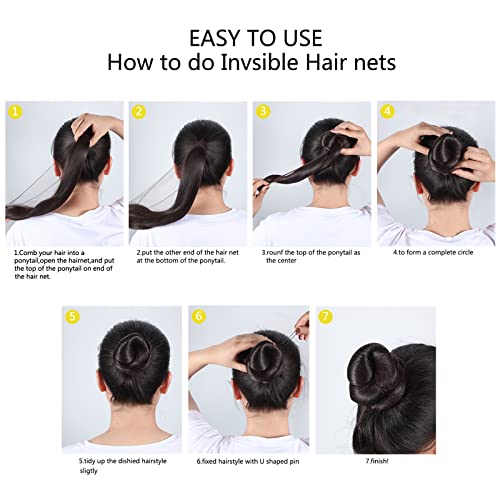 Zonon Hair Nets Invisible Elastic Edge Mesh And U Shaped Pins Set 50 Pieces 50 Cm Individual Package Invisible Hair Nets 40 Pieces U Shaped Pins For Ballet Bun Sleeping Women And Wig Brown 0 3