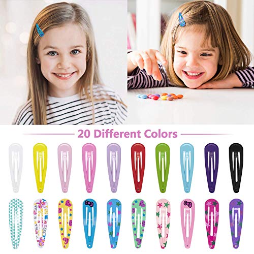 Habibee 100 Pcs Hair Clips For Girls 2 Cute Hair Clips With 20 Assorted Colors Hair Ornaments Baby Hair Clips Non Slip Metal Snap Barrettes Hair Accessories For Girls Babies Toddlers Kids Women 0 1
